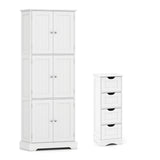 Bathroom Cabinet Set with 6-Door Tall Cabinet and 4-Drawer Cabinet