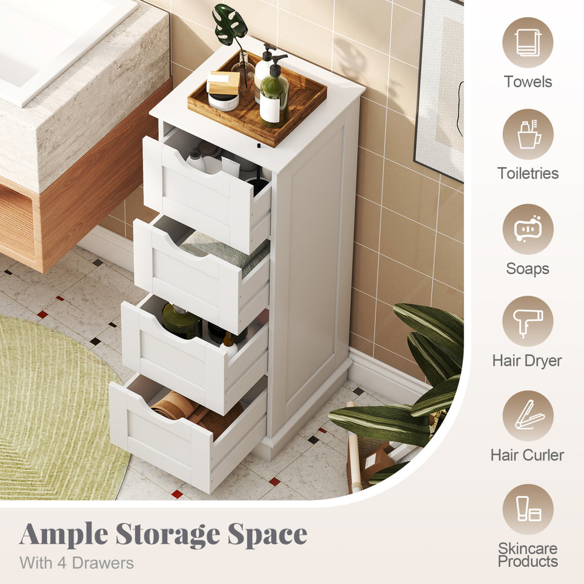 Bathroom Cabinet Set with 6-Door Tall Cabinet and 4-Drawer Cabinet