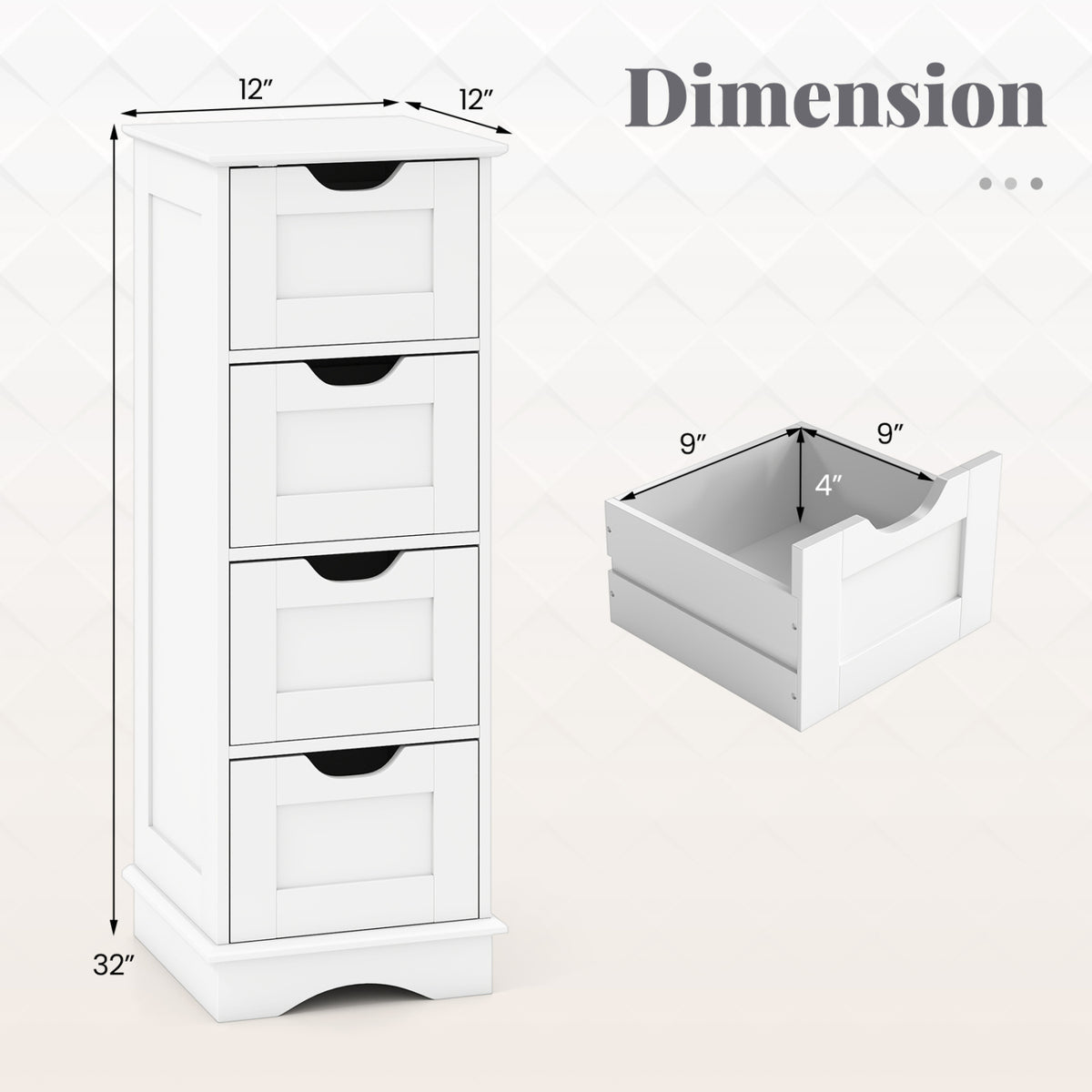 Bathroom Cabinet Set with 6-Door Tall Cabinet and 4-Drawer Cabinet