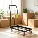 800 LBS Folding Hand Truck with Handle and 2 Elastic Ropes-Black
