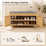 36" Bamboo Shoe Storage Bench with Lift Top and Cushion for Hallway-Natural