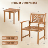 3-Piece Patio Acacia Wood Bistro Set with 2 Slatted Armchairs
