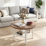 Modern Round Coffee Table Metal Frame 2-Tier with Storage Shelf