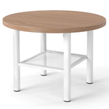 Modern Round Coffee Table Metal Frame 2-Tier with Storage Shelf