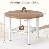 Modern Round Coffee Table Metal Frame 2-Tier with Storage Shelf