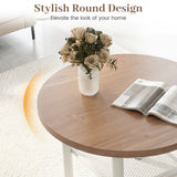 Modern Round Coffee Table Metal Frame 2-Tier with Storage Shelf