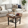 Modern Round Coffee Table Metal Frame 2-Tier with Storage Shelf