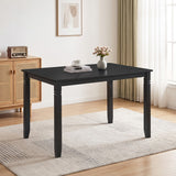48" Rectangular Kitchen Table with Solid Rubber Wood Legs for Dining Room-Black