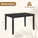 48" Rectangular Kitchen Table with Solid Rubber Wood Legs for Dining Room-Black