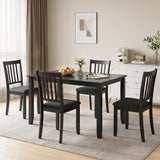 48" Rectangular Kitchen Table with Solid Rubber Wood Legs for Dining Room-Black