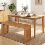 35.5" Indoor Bamboo Bench with Solid Widened Legs and Slatted Design for Entryway-Natural