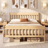 Solid Wood Platform Bed Frame with Headboard Wood Slat Support Natural