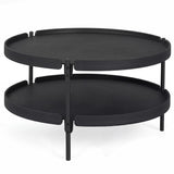 2-Tier Plastic Coffee Round Coffee Table for Living Room