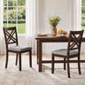 Wooden Dining Chairs Set of 2 with Fabric Padded Seat and Solid Rubber Wood for Kitchen