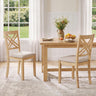 Wooden Dining Chairs Set of 2 with Fabric Padded Seat and Solid Rubber Wood for Kitchen