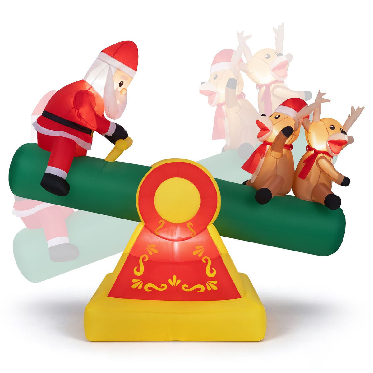 5.5 FT Inflatable Christmas Teeter Totter Outdoor Decoration with Built-in LED Lights for Garden Yard