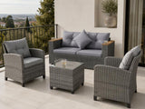 5-Piece Outdoor Rattan Sofa Set with Corner Loveseat  4 Cushioned Seats and Coffee Table