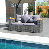 5-Piece Outdoor Rattan Sofa Set with Corner Loveseat  4 Cushioned Seats and Coffee Table