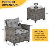 5-Piece Outdoor Rattan Sofa Set with Corner Loveseat  4 Cushioned Seats and Coffee Table