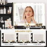 Vanity Dressing Table and Chair Set with Mirror and Lights