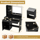 Vanity Dressing Table and Chair Set with Mirror and Lights
