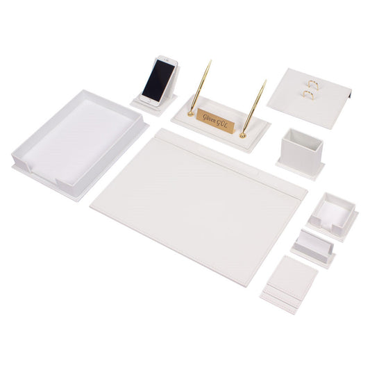 MOOG Luxury Desk Set - Single Document Tray- White- 13 PCS