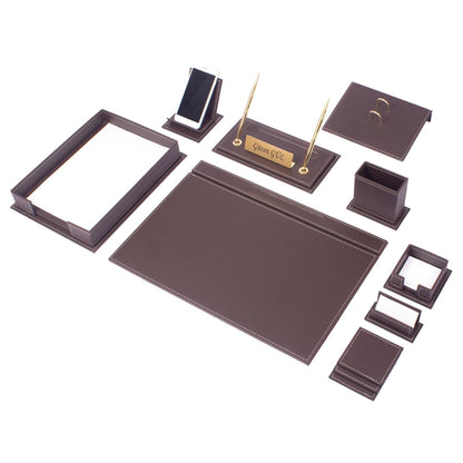 MOOG Luxury Desk Set - Single Document Tray- White Seam/Black- 13 PCS