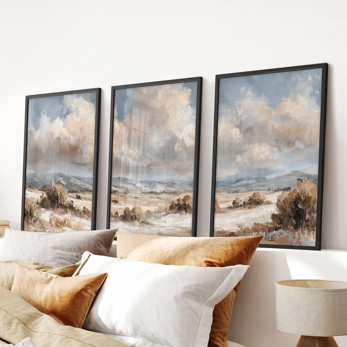 Warm Neutral Desert Landscape Decor. 3 Piece Nature Wall Art