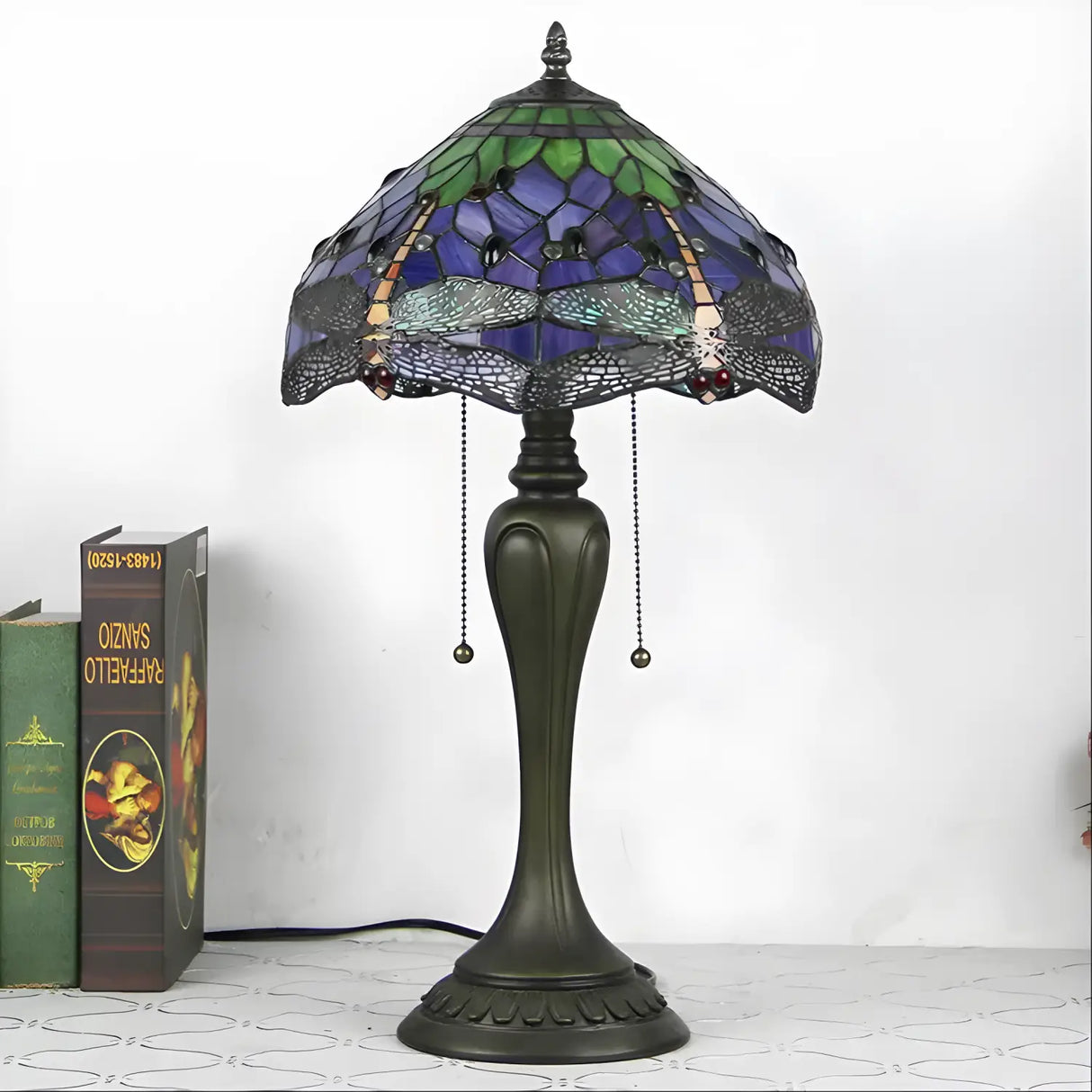 Vintage Tiffany Lamp with Dragonfly Glasswork