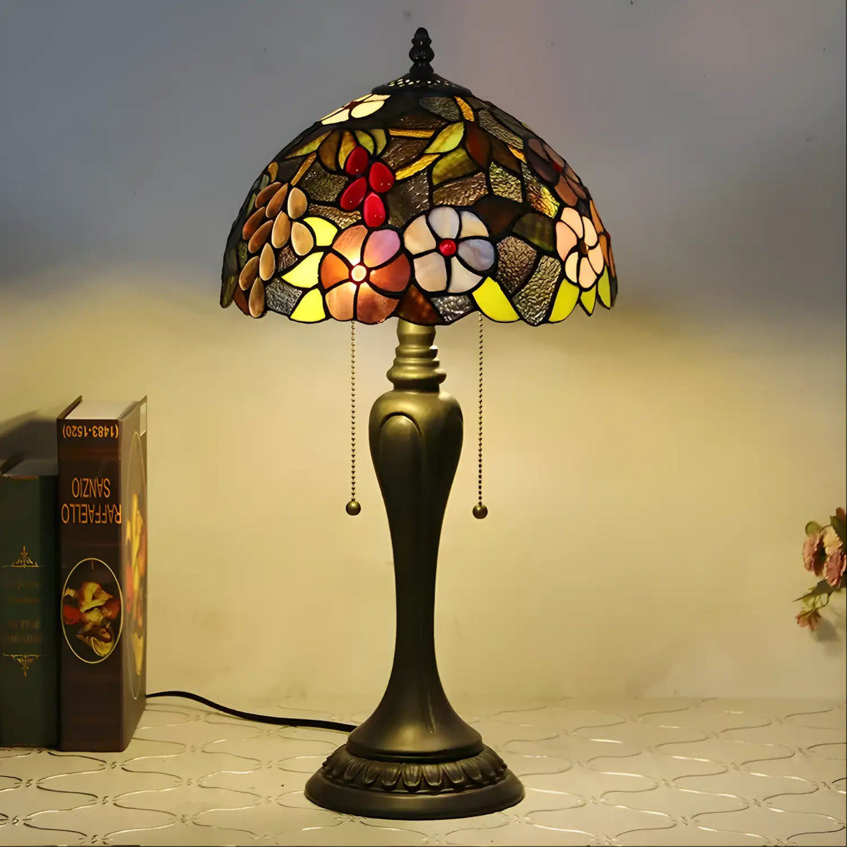 Real Tiffany Lamp with Vintage Grape Glasswork