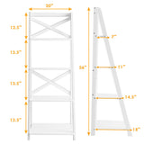 4-Tier Leaning Free Standing Ladder Shelf Bookcase