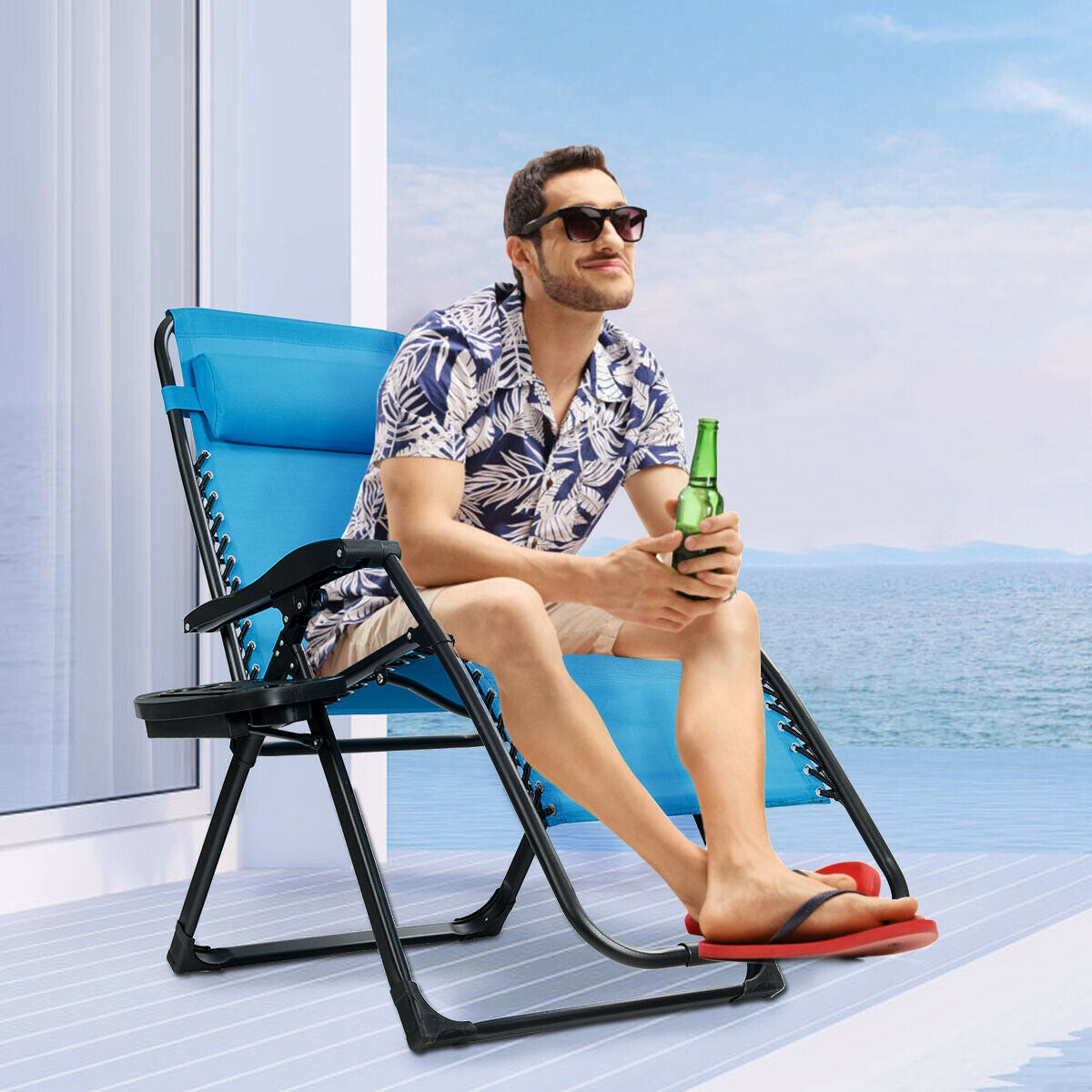 Oversize Lounge Chair with Cup Holder of Heavy Duty for outdoor