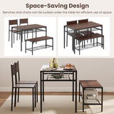 Industrial Style Rectangular Kitchen Table with Bench and Chairs