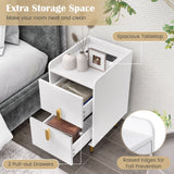 Nightstand Side Tables with 2 Drawers and 2 USB Ports