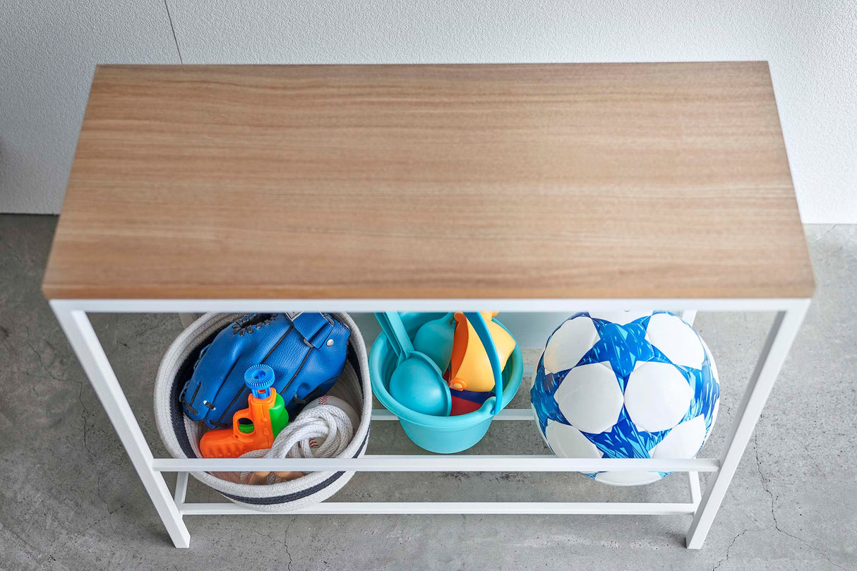Entryway Storage Organizer & Bench (18" H)  - Steel + Wood