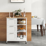 Rolling Kitchen Island Utility Storage Cart with 3 Large Drawers