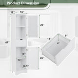 Tall Floor Storage Cabinet with 2 Doors and 1 Drawer for Bathroom-White