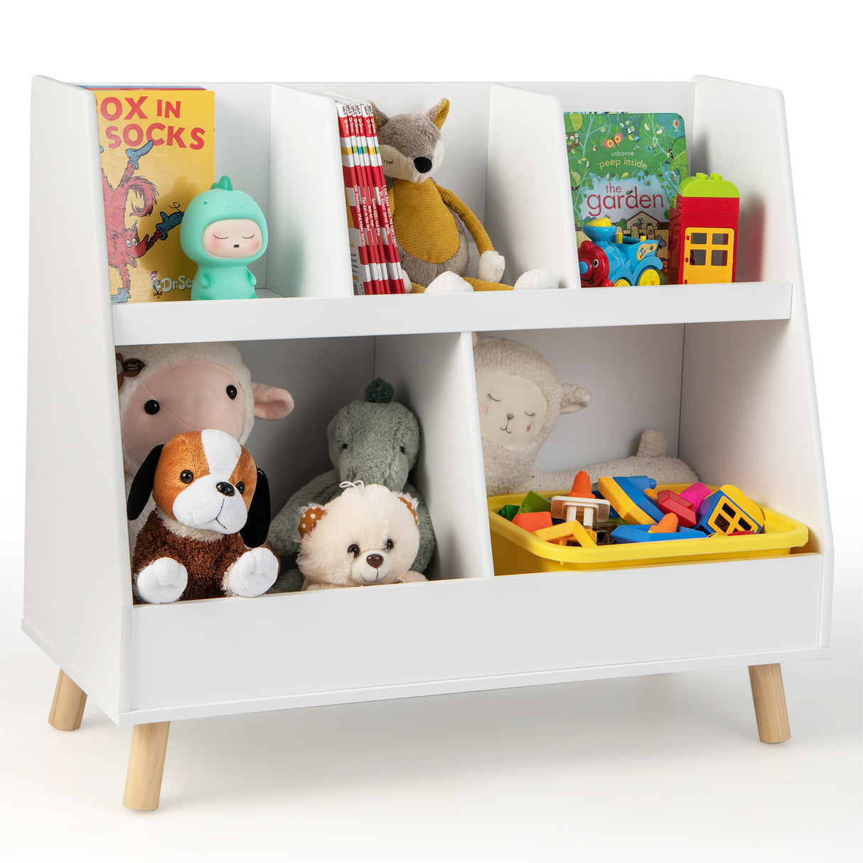 5-Cube Kids Bookshelf and Toy Organizer with Anti-Tipping Kits
