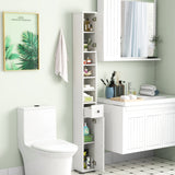 Freestanding Slim Bathroom Cabinet with Drawer and Adjustable Shelves