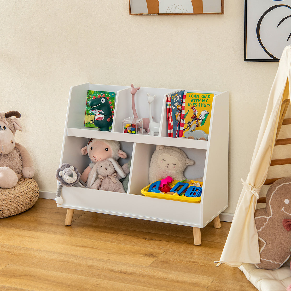 5-Cube Kids Bookshelf and Toy Organizer with Anti-Tipping Kits