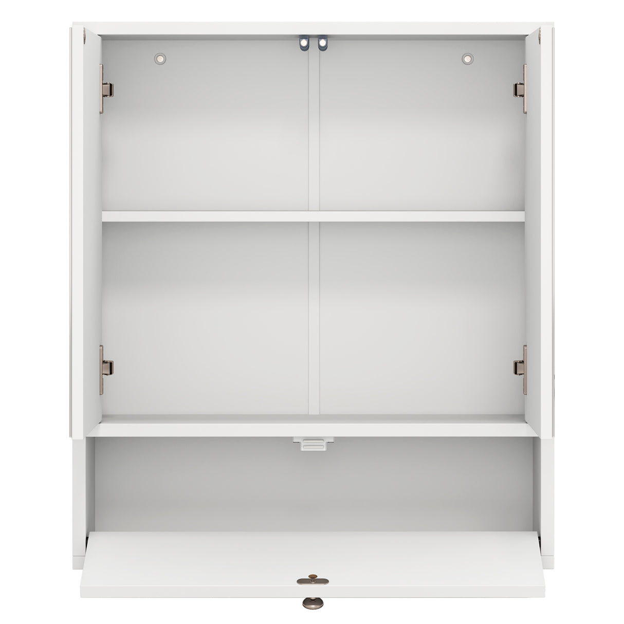 Double Door Wall-Mounted Bathroom Mirrored Medicine Cabinet-White