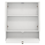 Double Door Wall-Mounted Bathroom Mirrored Medicine Cabinet-White