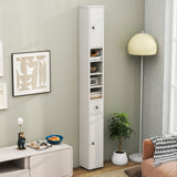 Freestanding Slim Bathroom Cabinet with Drawer and Adjustable Shelves