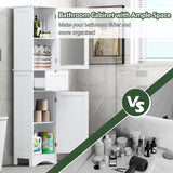 Tall Floor Storage Cabinet with 2 Doors and 1 Drawer for Bathroom-White