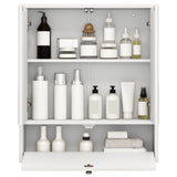 Double Door Wall-Mounted Bathroom Mirrored Medicine Cabinet-White