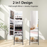 Freestanding Jewelry Cabinet with Full-Length Mirror