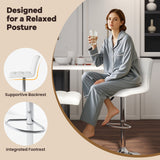 Set of 2 Square Swivel Adjustable PU Leather Bar Stools with Back and Footrest
