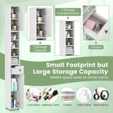 Freestanding Slim Bathroom Cabinet with Drawer and Adjustable Shelves