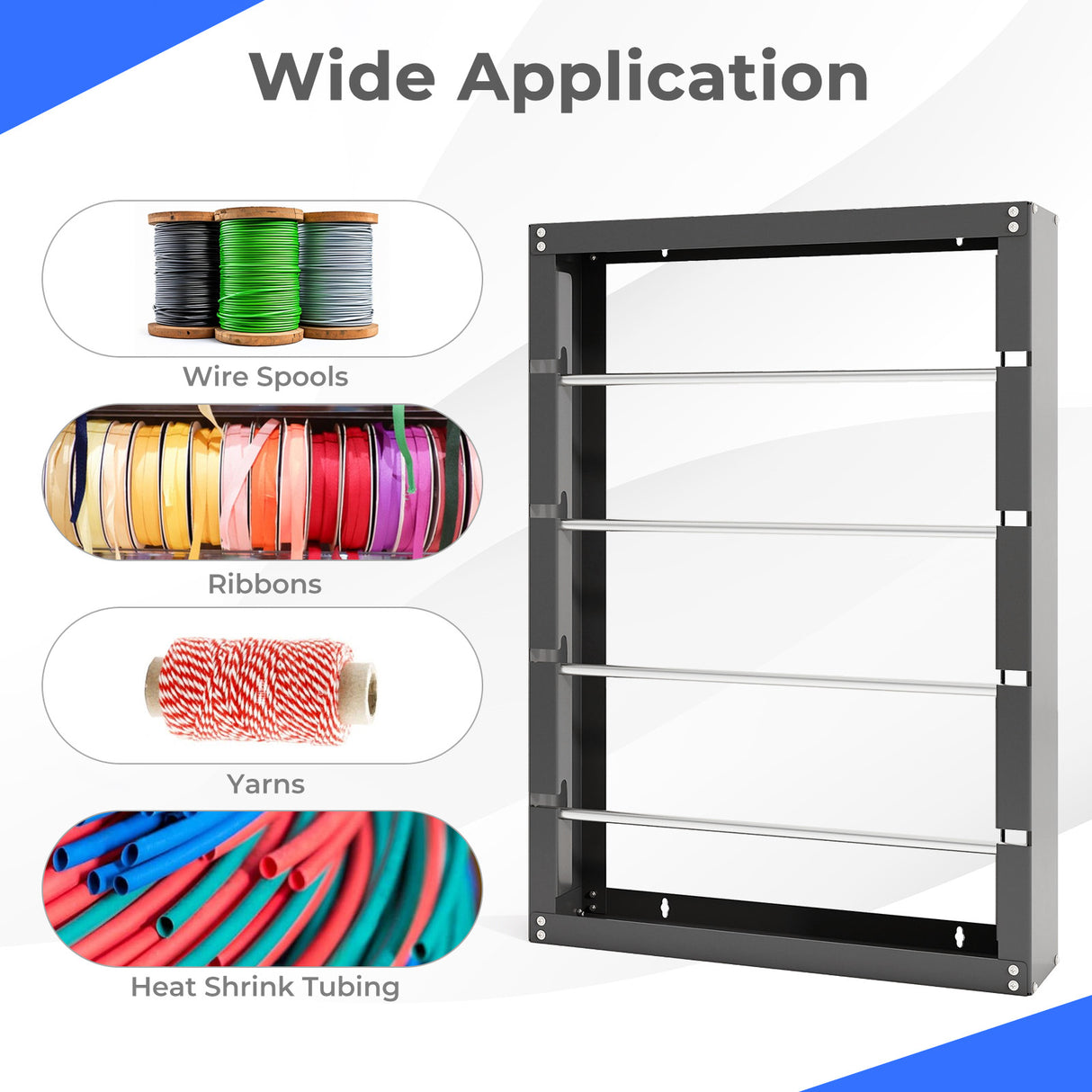 Wire Spool Rack with 4 Rods for Electrical Industrial and Retail Use-Gray