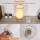 Wood & White Desk Lamp with Bamboo Base and Warm 3000K Lighting